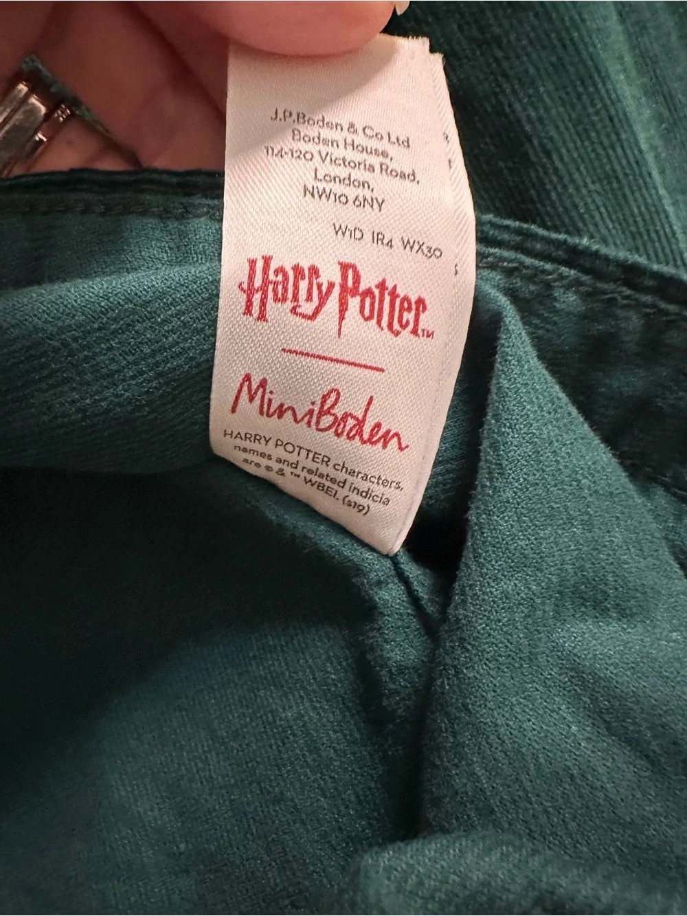 Mini Boden x Harry Potter Green Kids Corduroy Button-Up Shirt size 11-12 unisex